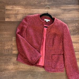Ann Taylor Pink Tweed jacket/Blazer-0